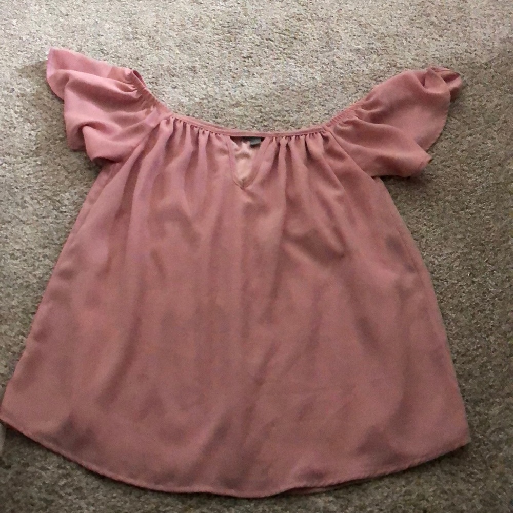 Blush off the shoulder top.